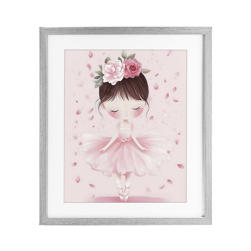 Ballerine avec coiffe florale, reproduction encadrée sous verre, design Creative Studio, H 16 po x l 13 po