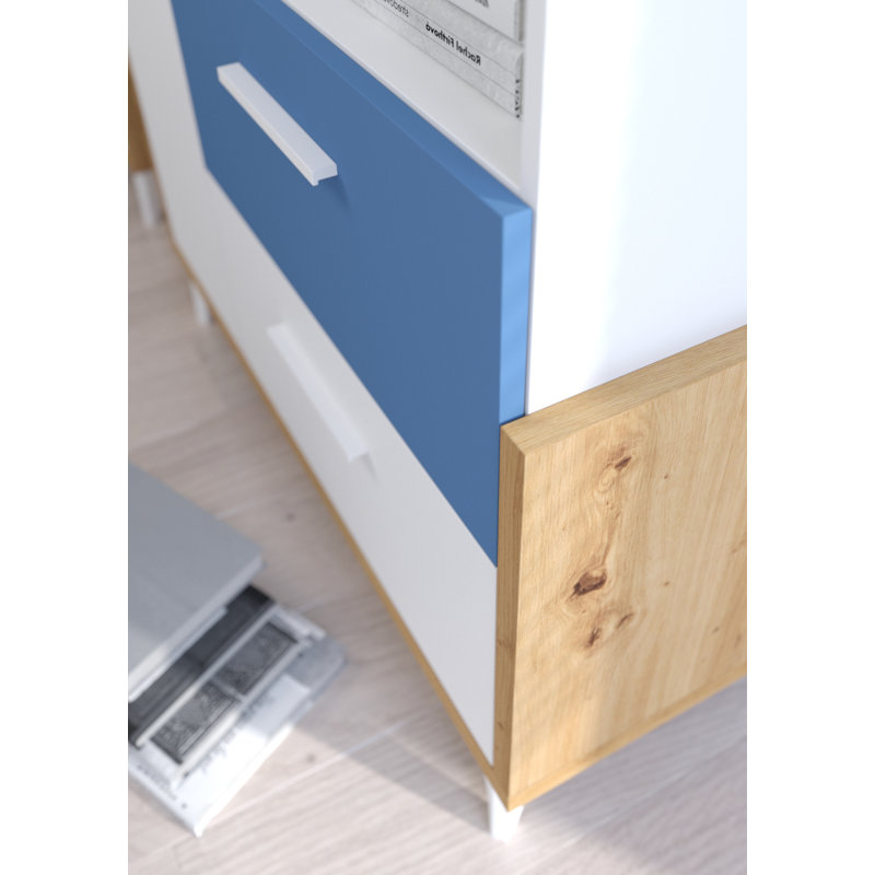 Mazzeo Writing Desk, 76cm H x 105cm W x 57cm D, Blue, Right