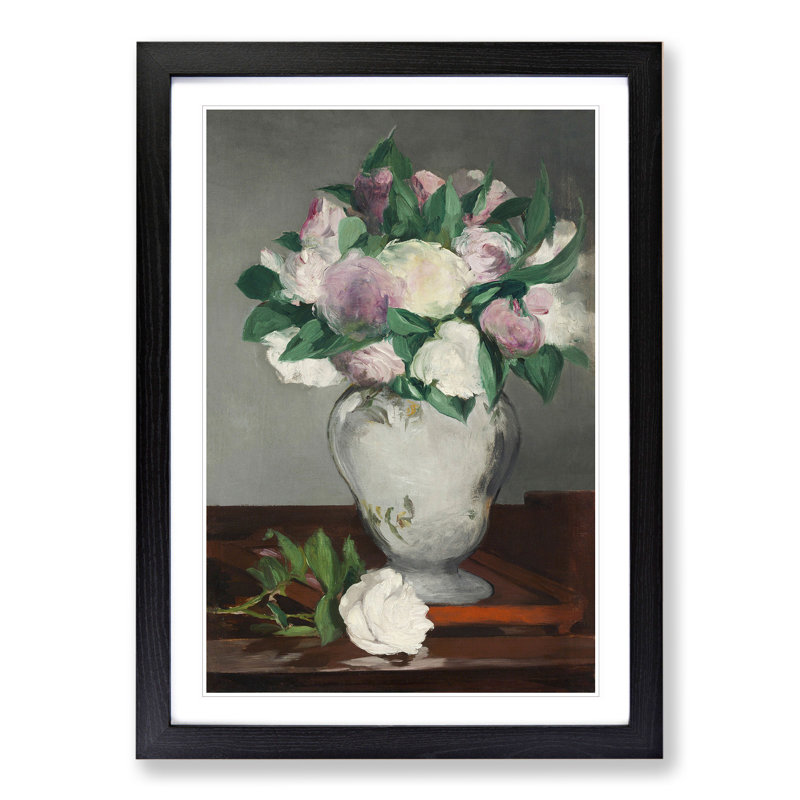 Peonies by Edouard Manet - Framed Print, 36cm H x 27cm W x 2cm D, Black Framed