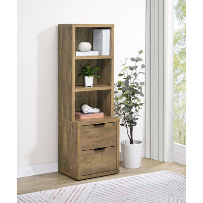 Carnahan 3-Shelf Bookcase Usb And Lockable Drawer