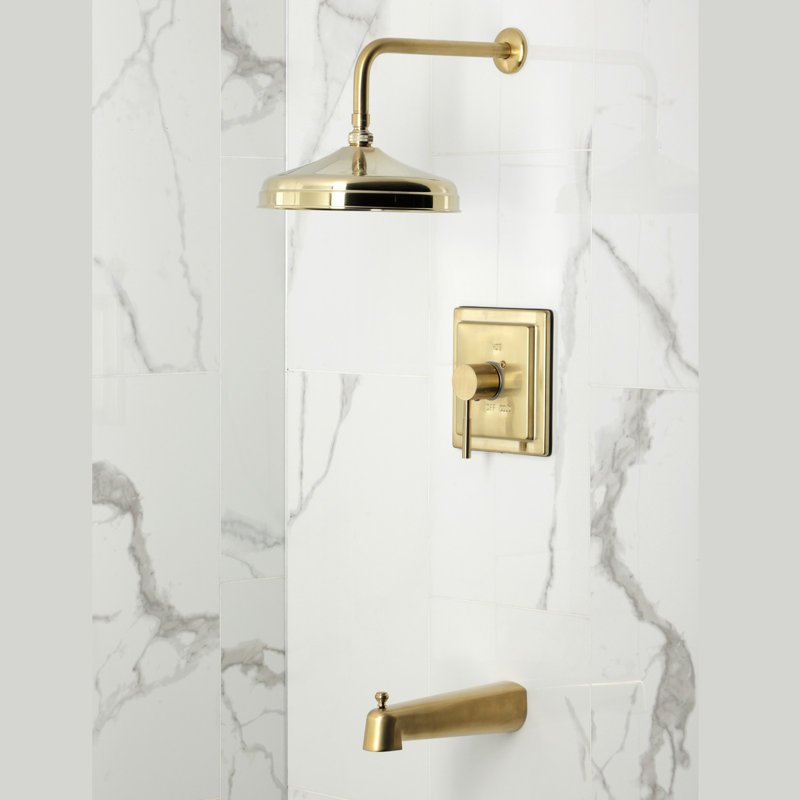 Kingston Brass Single-Handle Pressure Balanced Tub And Shower Faucet, Brushed Brass