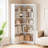 72.8" L-Shaped Corner Bookshelf, Farmhouse 5-Tier Tall Wood Bookcase, Rustic Storage & Display Rack, Half Panel-656067919