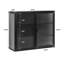 Élégante armoire murale avec trois rangements, noir, pour le salon, la salle de bain, le vestibule, deux portes et une couleur noire-756697986