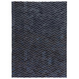 Natural Hide Cowhide Chevron Area Rug in Blue