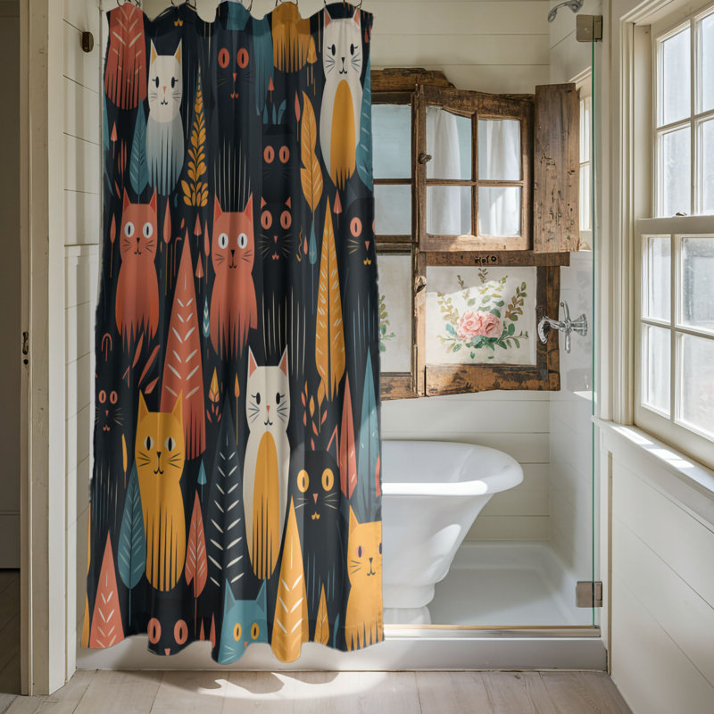 Rideau de douche Spooktacular Cats - Premium, H 74 po x l 71 po