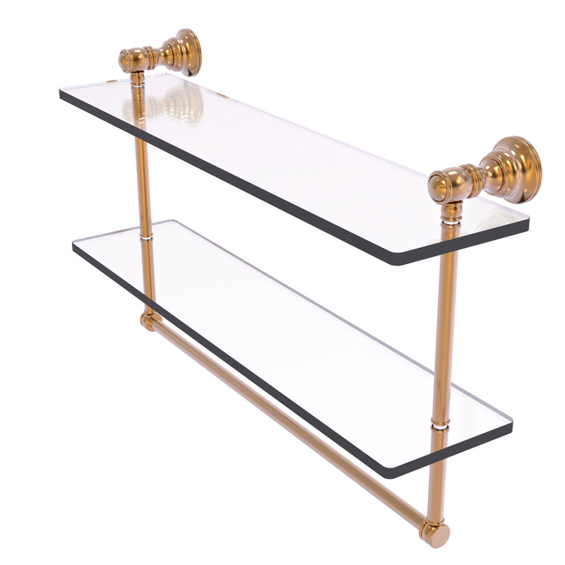 Étagère en verre 2 pièces avec barre à serviettes Freyja, H 5,54 po x l 22 po x P 9,5 po, Bronze brossé