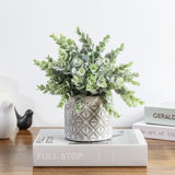 8.9'' Faux Eucalyptus Plant in Cement Pot