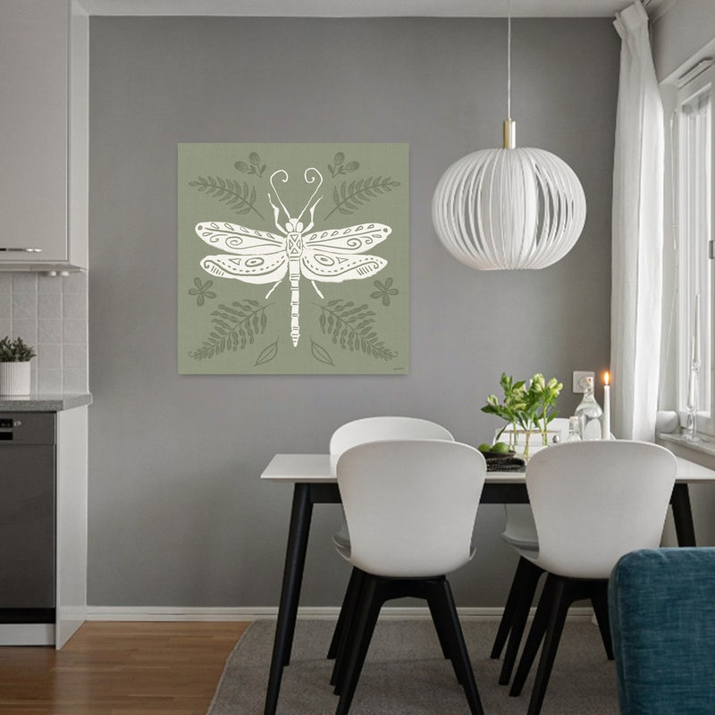 Bugs and Botanicals V, art contemporain de libellule, H 32 po x l 32 po