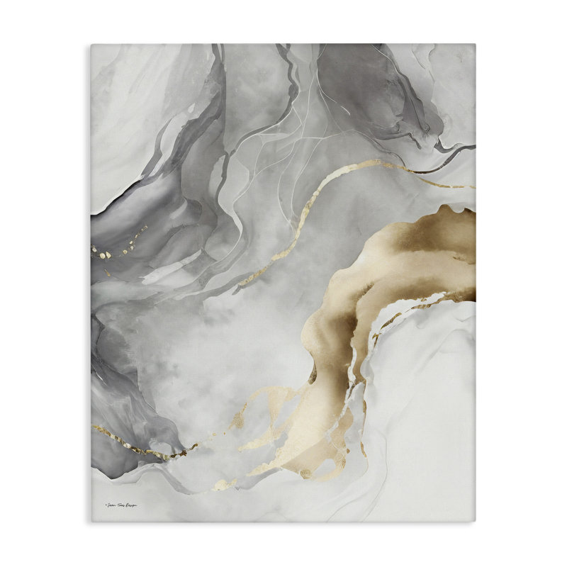 Art mural marbré gris et glam sur toile par Seven Trees Design, H 20 po x l 16 po x P 1,5 po