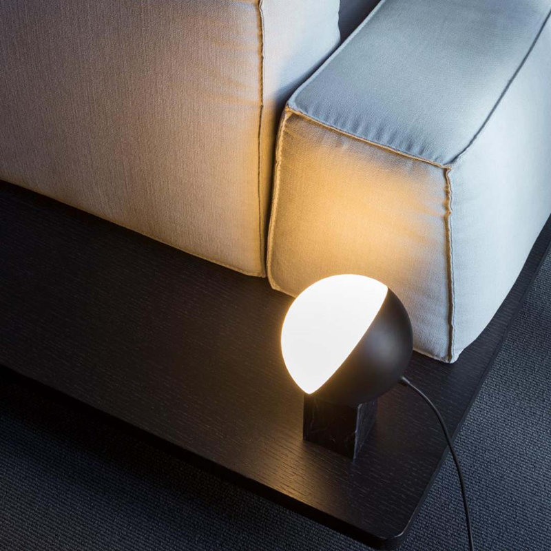 Half Novelty Table Lamp, 16.94" H x 13.83" W x 13.83" D, Matte Black/Ash