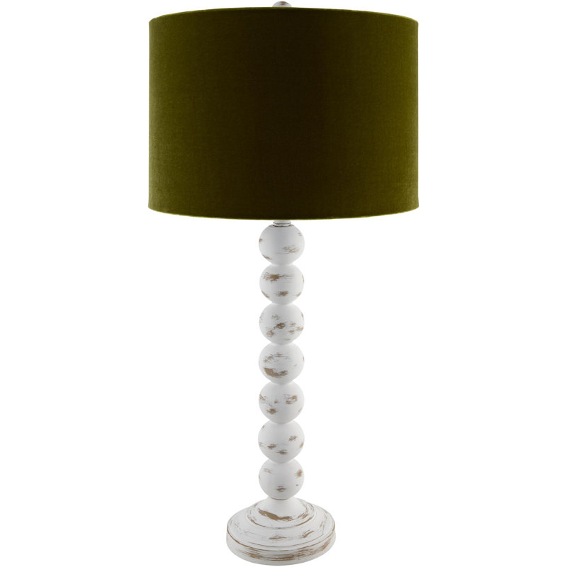 Elaine Table Lamp, Antiqued White, Beige, 27" H x 13" W x 15" D