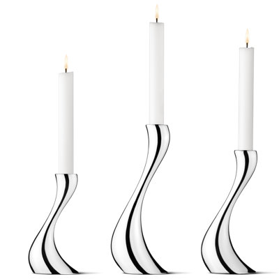 Cobra 3 Piece Stainless Steel Table Top Candlestick Set