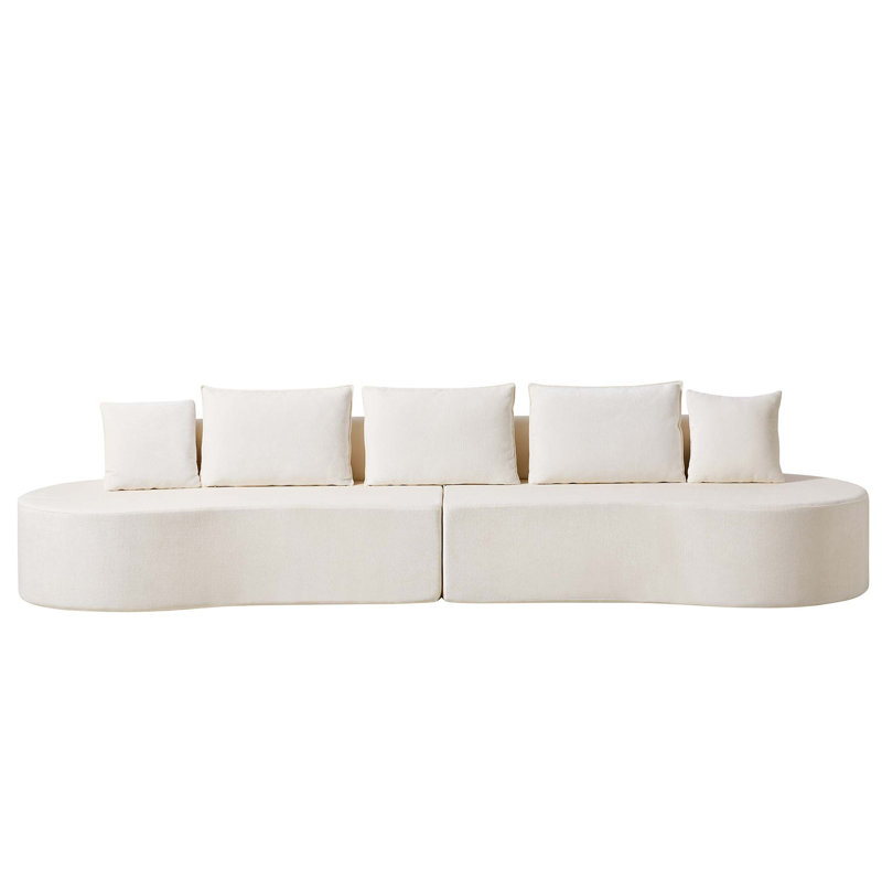 Modern Curved Modular Sectional Sofa with High-Density Compressed Sponge Comfort, Beige Fabric, 34.7" H x 138.6" W x 40.1" D