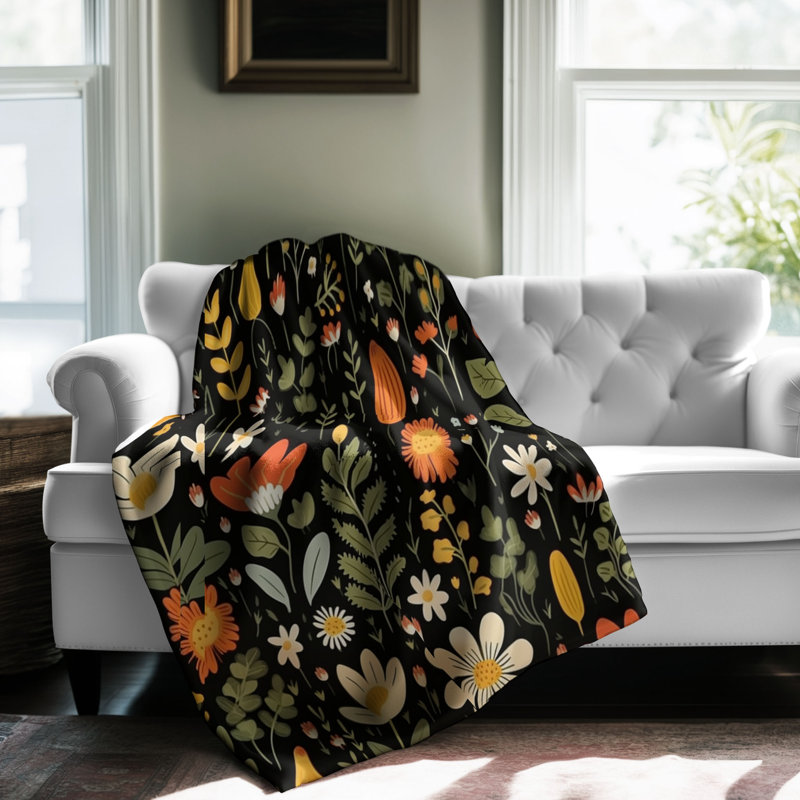 Boho Florals - Couverture sherpa de qualité supérieure 1 pièce, Grand lit