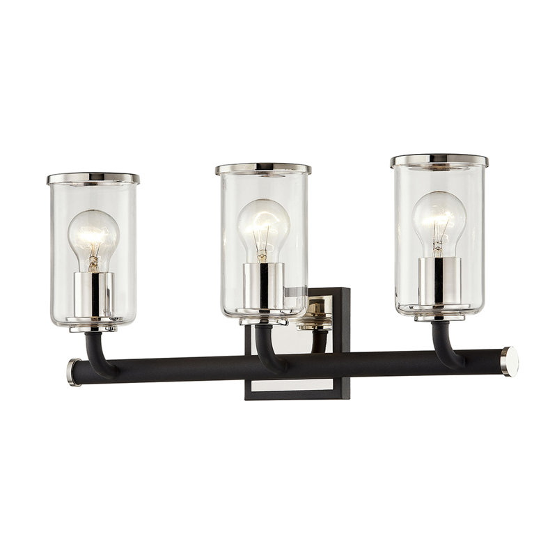 3 - Light Dimmable Carbide Black And Polished Nickel Vanity Light