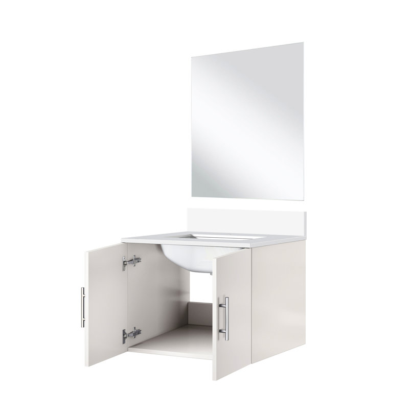 Meuble-lavabo l 24 po x P 22 po avec teinture - Quartz et miroir