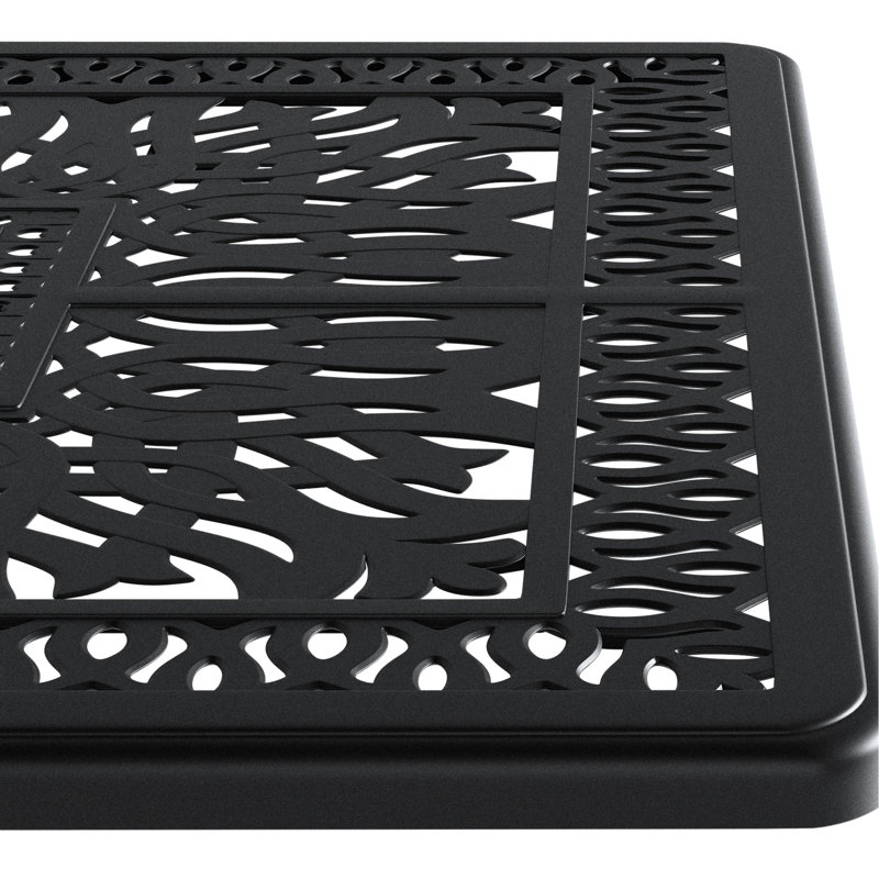 Table de salle à manger L58.27 * W34,65 pouces en fonte d'aluminium avec structure noire et trou pour parasol