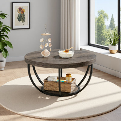 Table ronde à 2 niveaux, table de voeux en bois, table basse, petite table de bureau