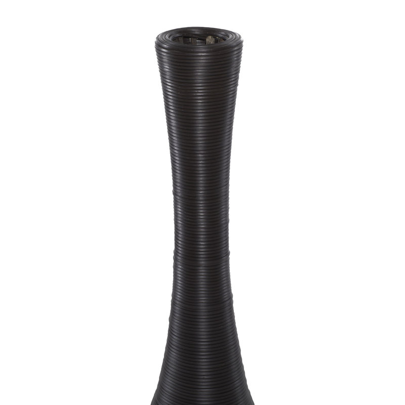 Chesterland Faux Seagrass Tall Woven Floor Brown Decorative Vase with Dark Brown Wrapped Neck, 47.5" H  x  12" W x  12" D