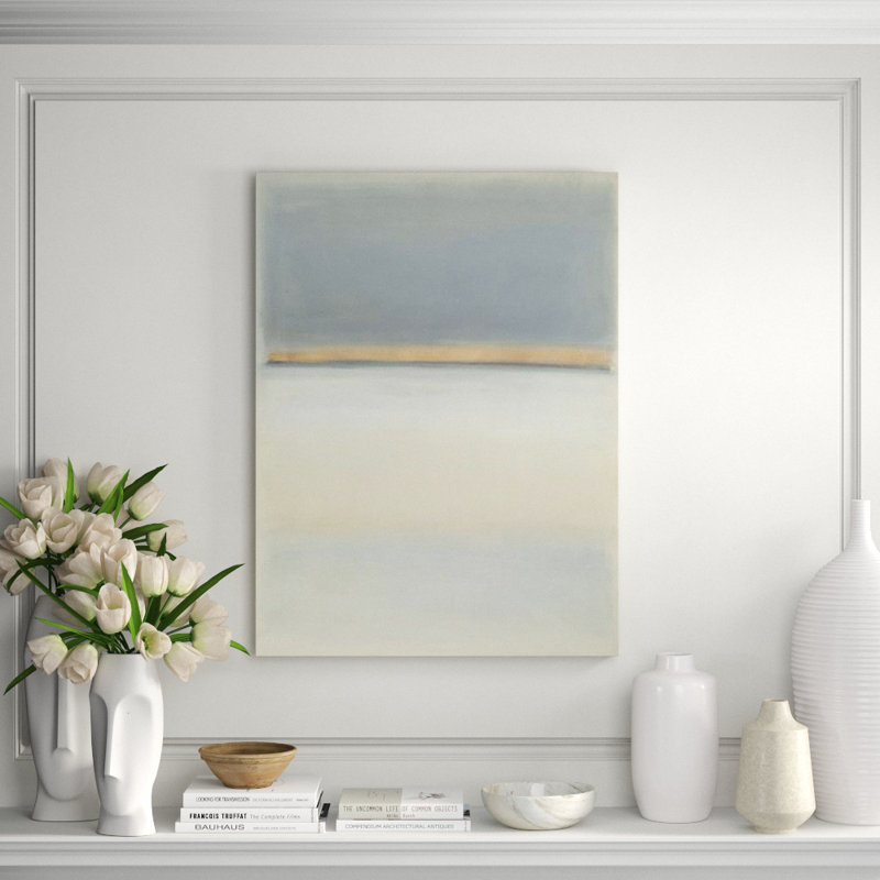 Blue-Gray Ocean Painting by Samuel Kane, Glass Coat, 32" H x 24" W