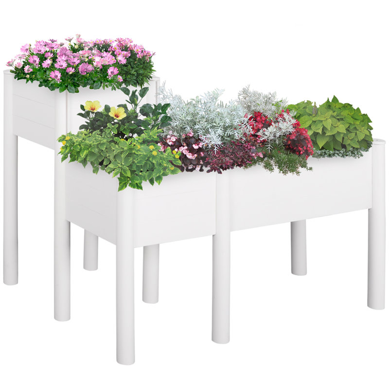 Ensemble de 3 pots à fleurs surélevés en bois