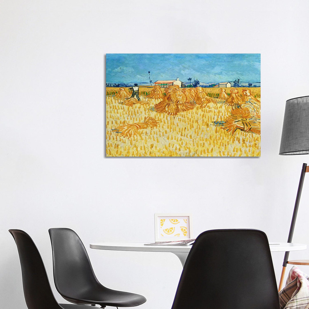 Harvest In Provence by Vincent Van Gogh - Wrapped Canvas Painting