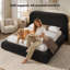Très grand lit Cloud avec tête de lit de 5,9 po, lit plateforme tapissier avec arrondi incurvé pour les jeunes adultes, les familles d'enfants et d'animaux de compagnie, coussin en mousse de 5 pouces, sans sommier, assemblage facile de 15 minutes, crè-131213690-131640384