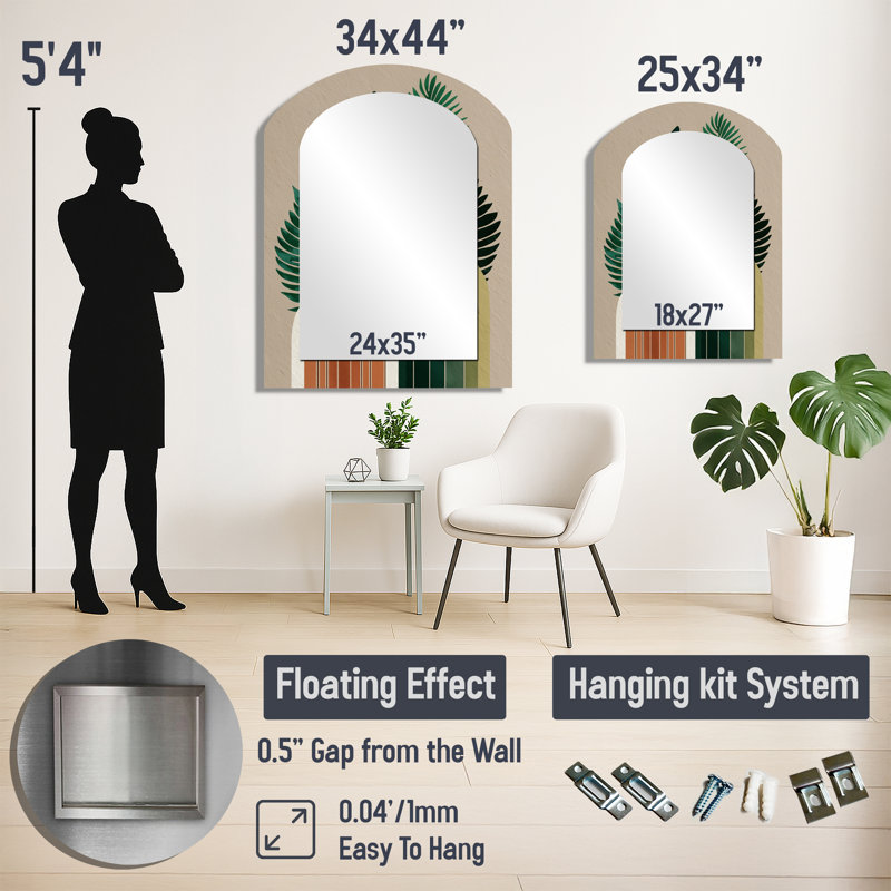 Miroir mural Mid-Century, 43 po x 33 po