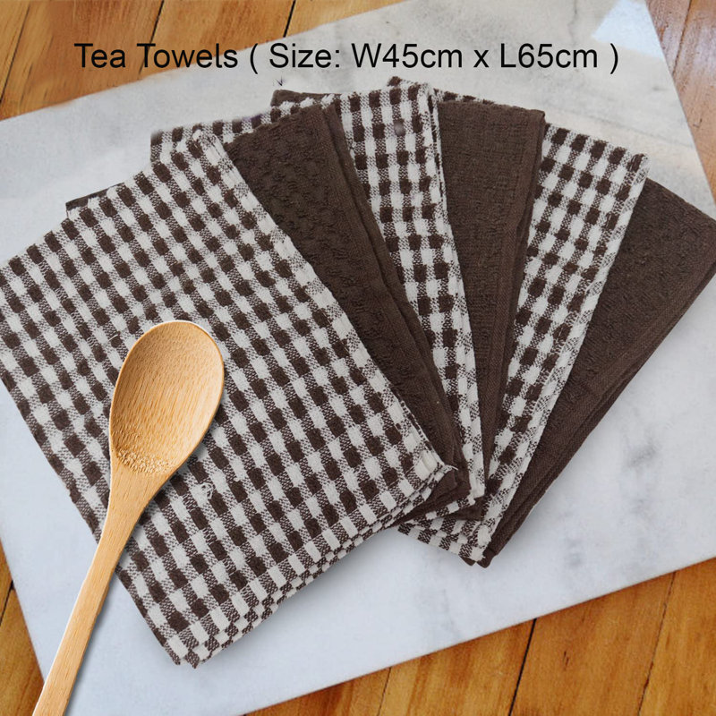 6 Pieces Tea Towei, Brown