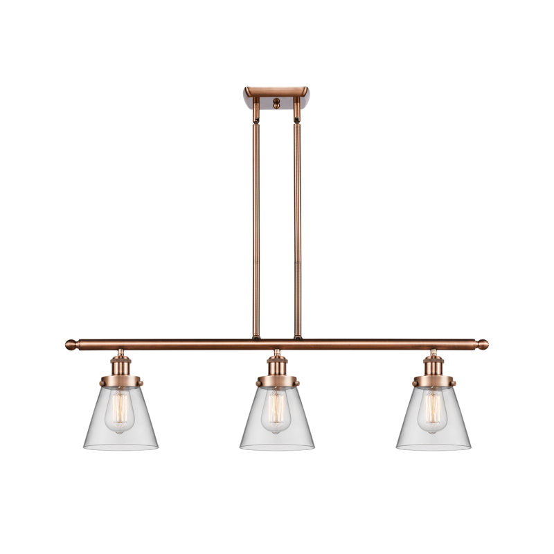 Niko 3 - Light Kitchen Island Pendant, No Bulb Included, Clear, Antique Copper