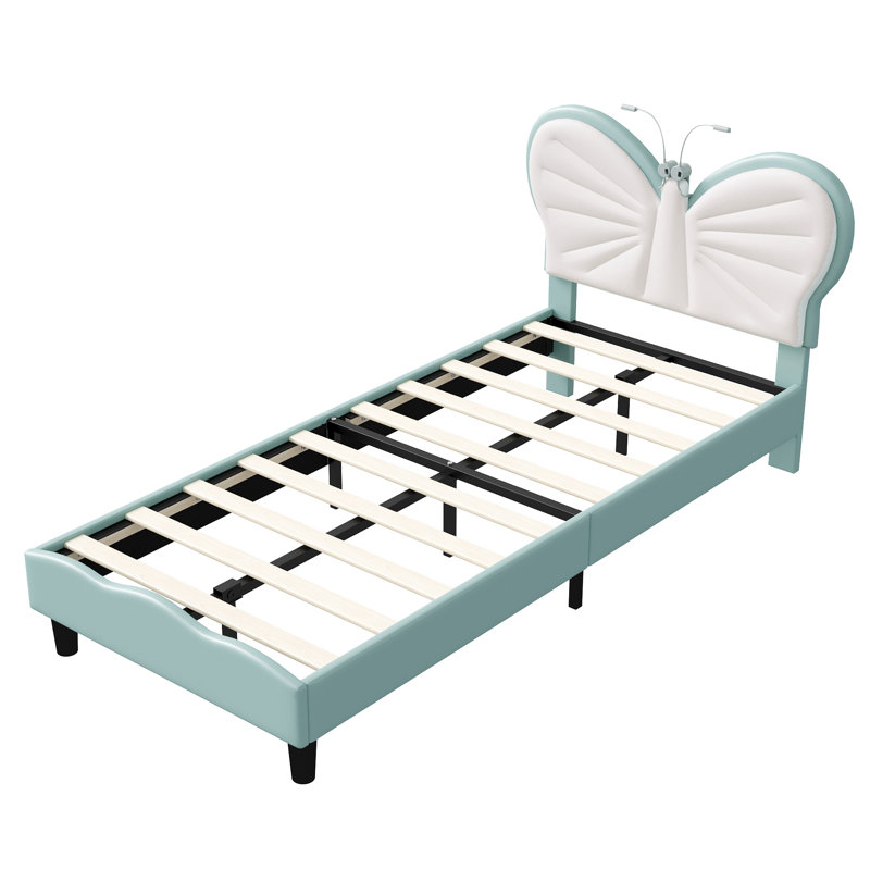 Upholstered Velvet Bed, European Single (90 x 200 cm), Blue