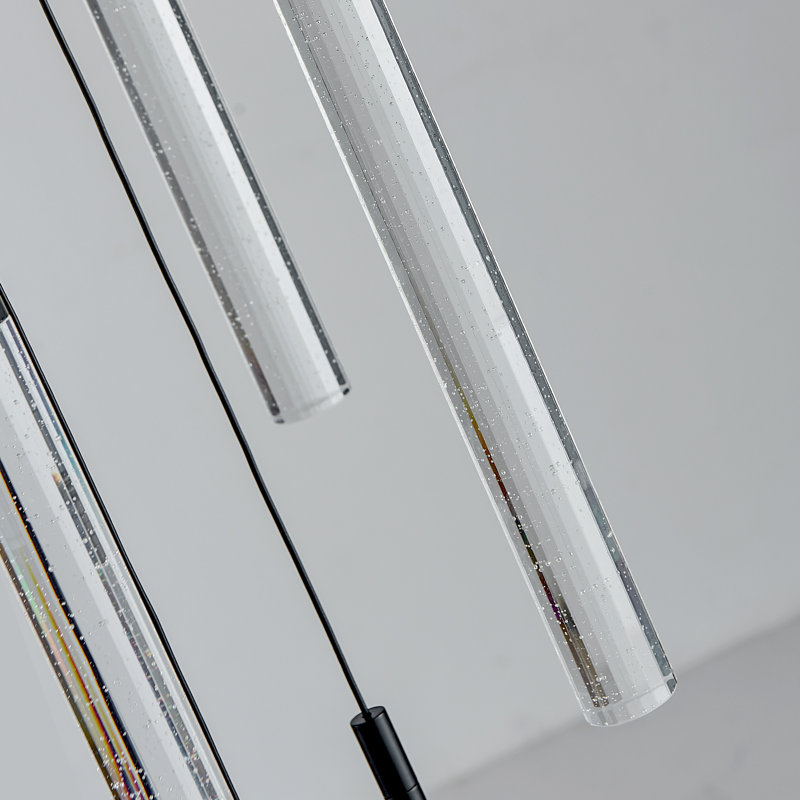 Lustre en cristal de 20 lumières de hauteur, luminaire moderne à DEL à intensité variable avec 3 températures de couleur réglables