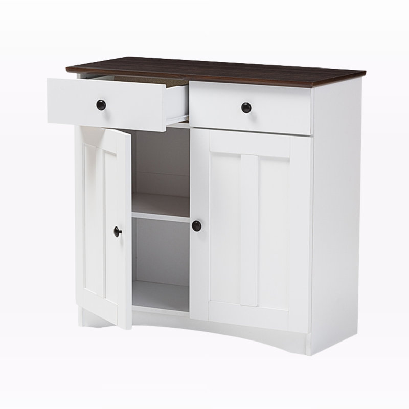 Kaisley 2-Drawers White Painted Engineered Wood Sideboard, 31.09'' H X 13.99'' W X 30.32'' L