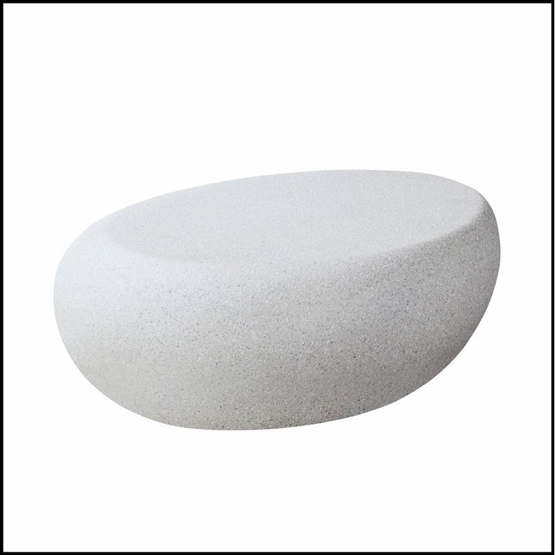 Table basse elliptique en fibre de verre 43,31 po avec finition roche matte unique pour les salons rétro et modernes