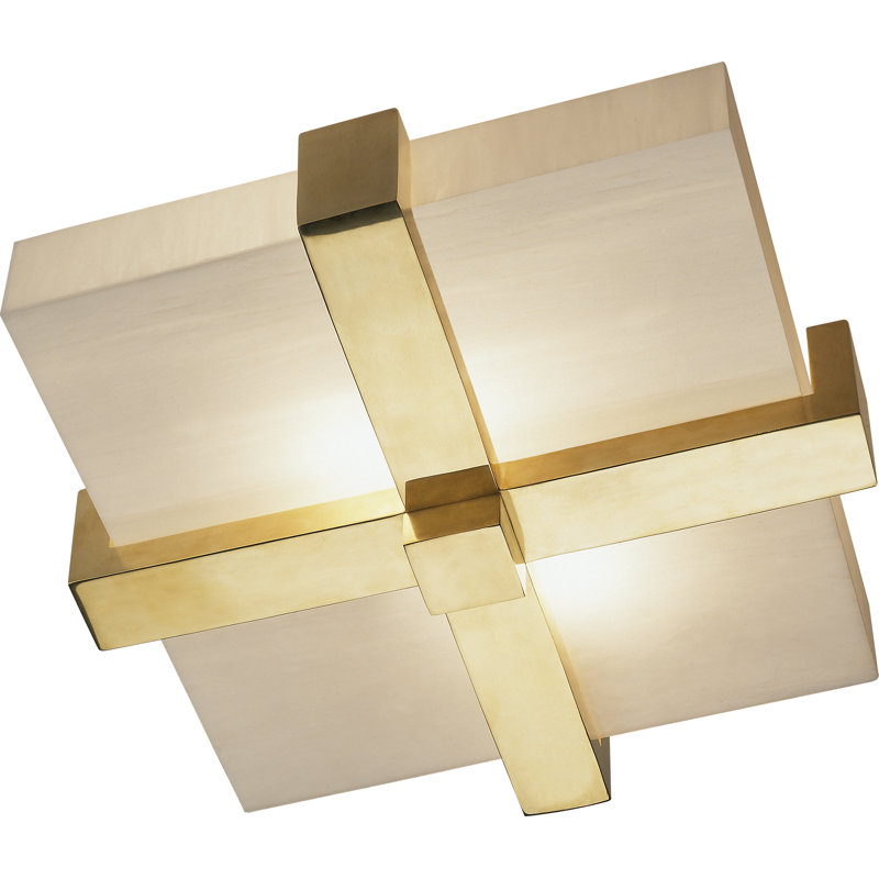 Doughnut Glass Flush Mount, Antique Natural Brass