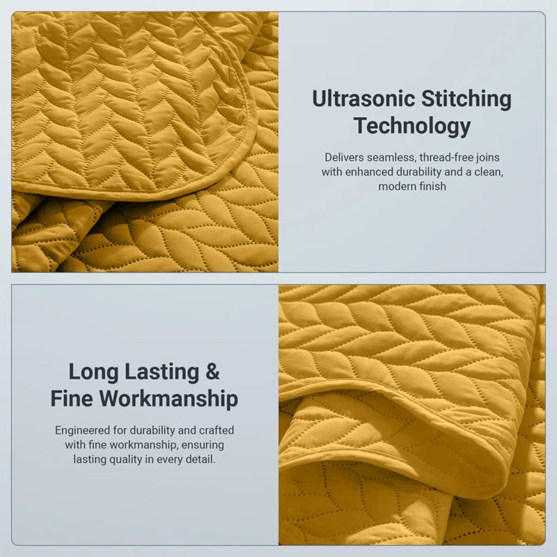 Modern Embossed Microfiber Twin Quilt Set, Ochre