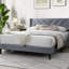 Linen Bed with Tufted Headboard-404982020-405671602