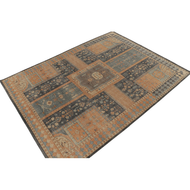 Distressed Homage Hand Knotted Wool Geometric Area Rug, Rectangle 12' x 16'