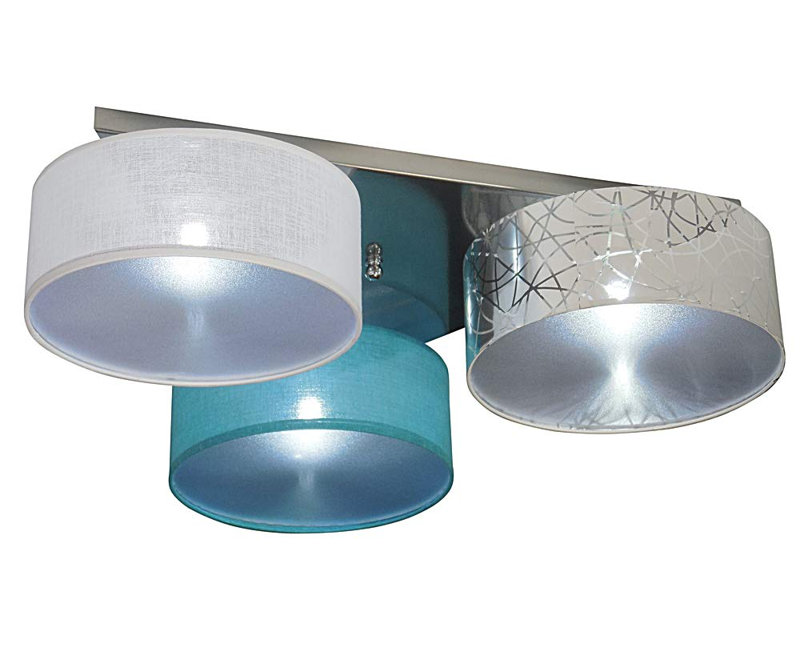Pulley Fabric Semi Flush Mount, Silver/White/Turquoise
