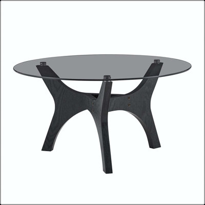 Table basse 31,5 "en verre - Mid-Century moderne avec base en panneau de fibres à densité moyenne