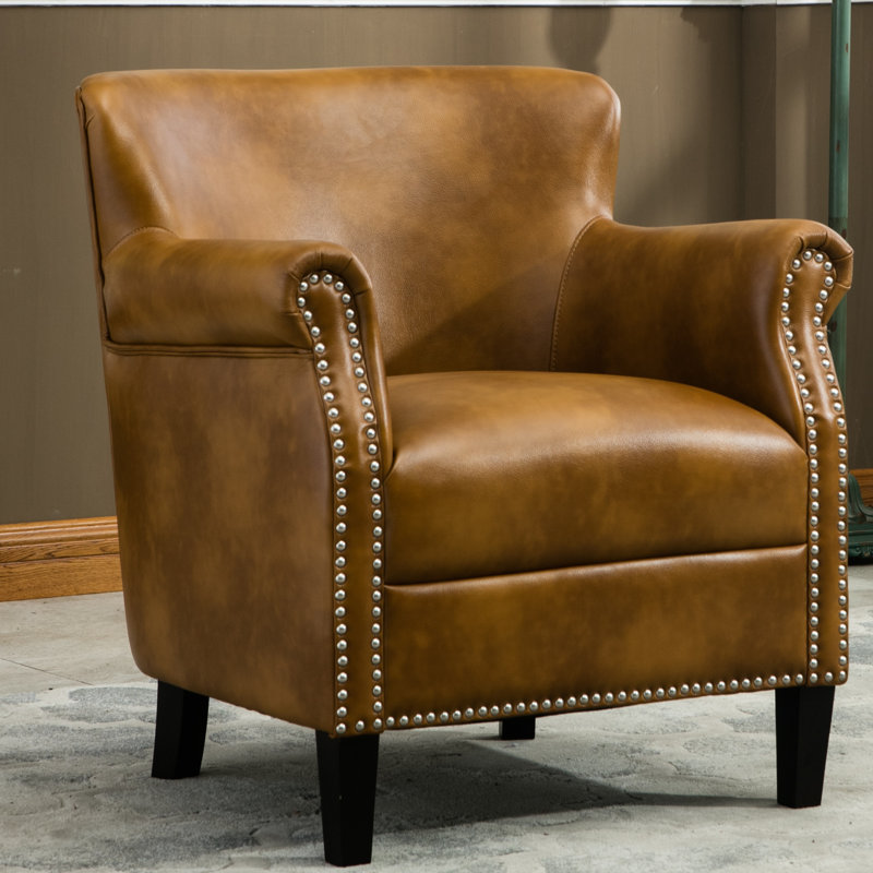 Fauteuil de 29,5 po de largeur Gail, Similicuir brun clair