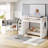 Twin Size Loft Bed With Movable Desk And Storage Shelf, Featuring Storage Stairs,White-2063961069