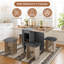 The Movable Multi-functional Folding Dining Table And Chairs Set, A Wood-grain Tabletop Combined With A Embossed Table And Cabinet, Four Pu Cushioned Stools Can Be Tucked Into The Table, A Super Space-saving Four-piece Set Of Tables And Chairs-2064072557