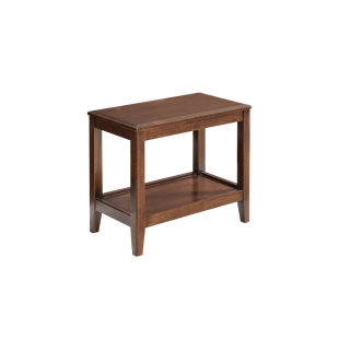 Solid Rubber Wood End Table With Open Storage Shelf