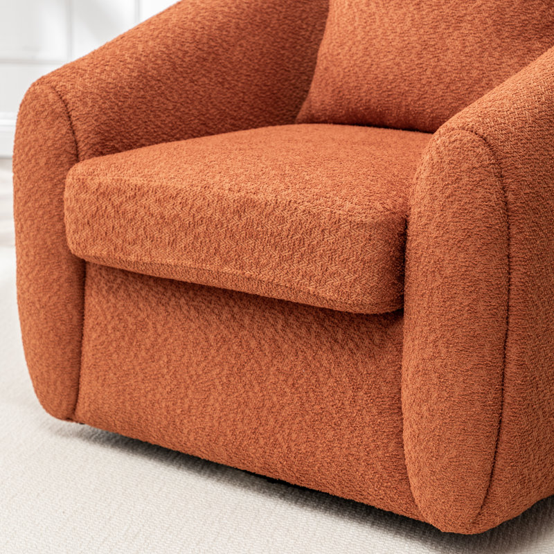 Shively 32'' Wide Upholstered Swivel Chair, Orange