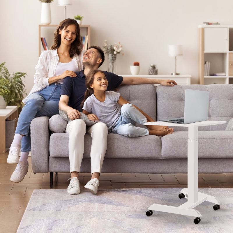 Montez-le! Bureau réglable réglable pour ordinateur portable avec roulettes, chariot de poste de travail mobile avec ressort