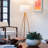 Emma 61 in. Mid-Century Modern LED Energy-Efficient Floor Lamp with Fabric Drum Shade and Tripod Wooden Legs-79261727
