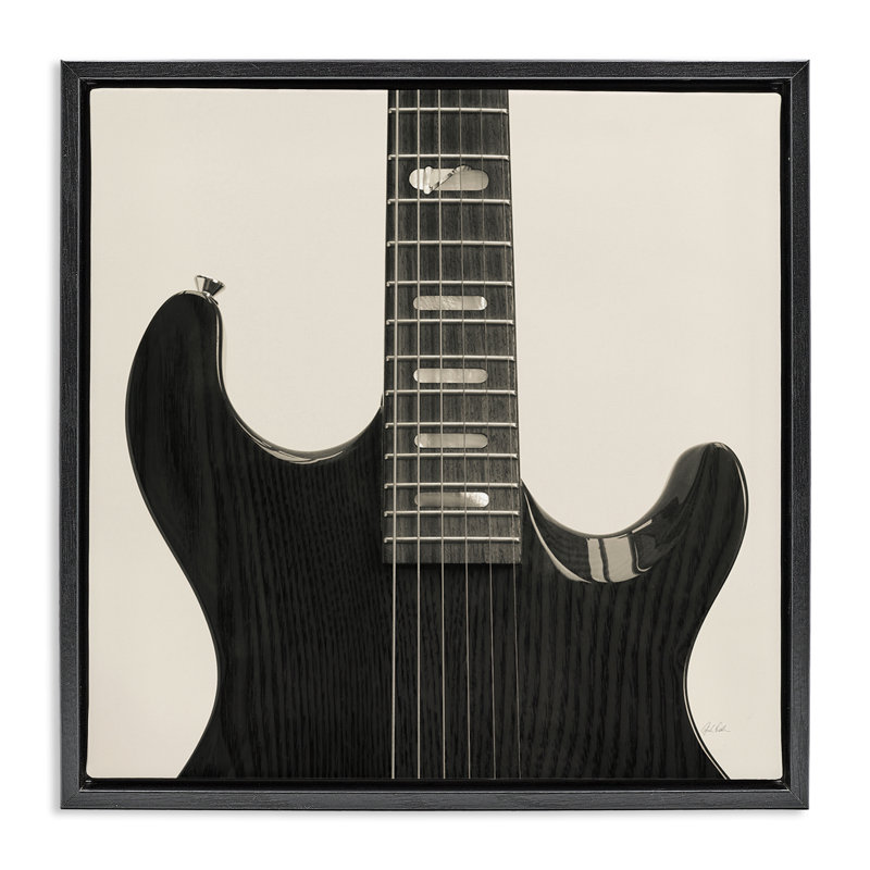  Black Electric Guitar Floater Canvas Wall Art by Deborah Revell, H 25 po x l 25 po, Cadre flottant noir de jais