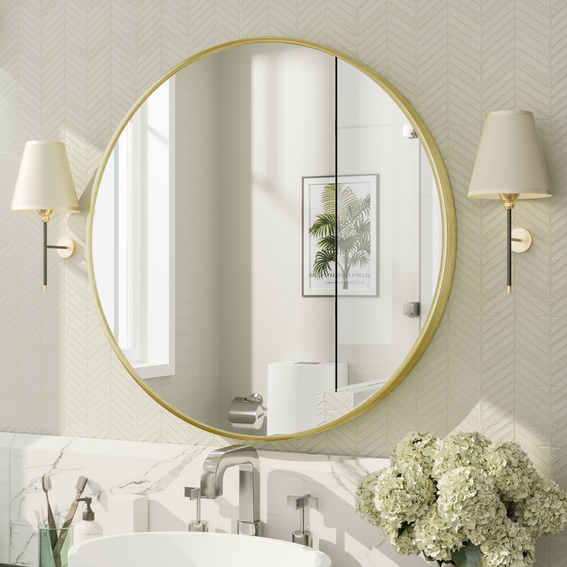 Miroir de salle de bain Molly Easy, Doré, 24 po x 24 po