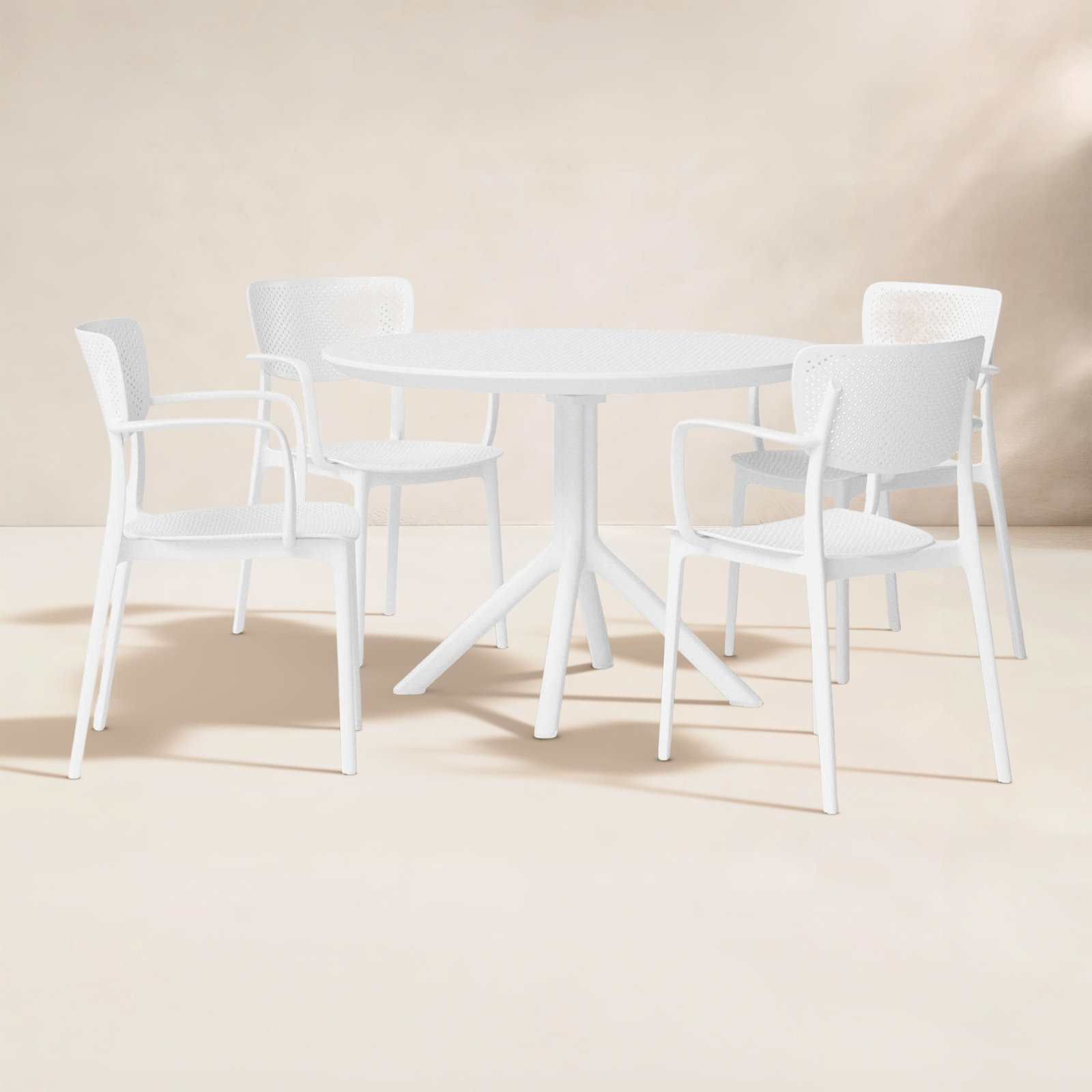 Farrah 41" Patio Dining Set, White